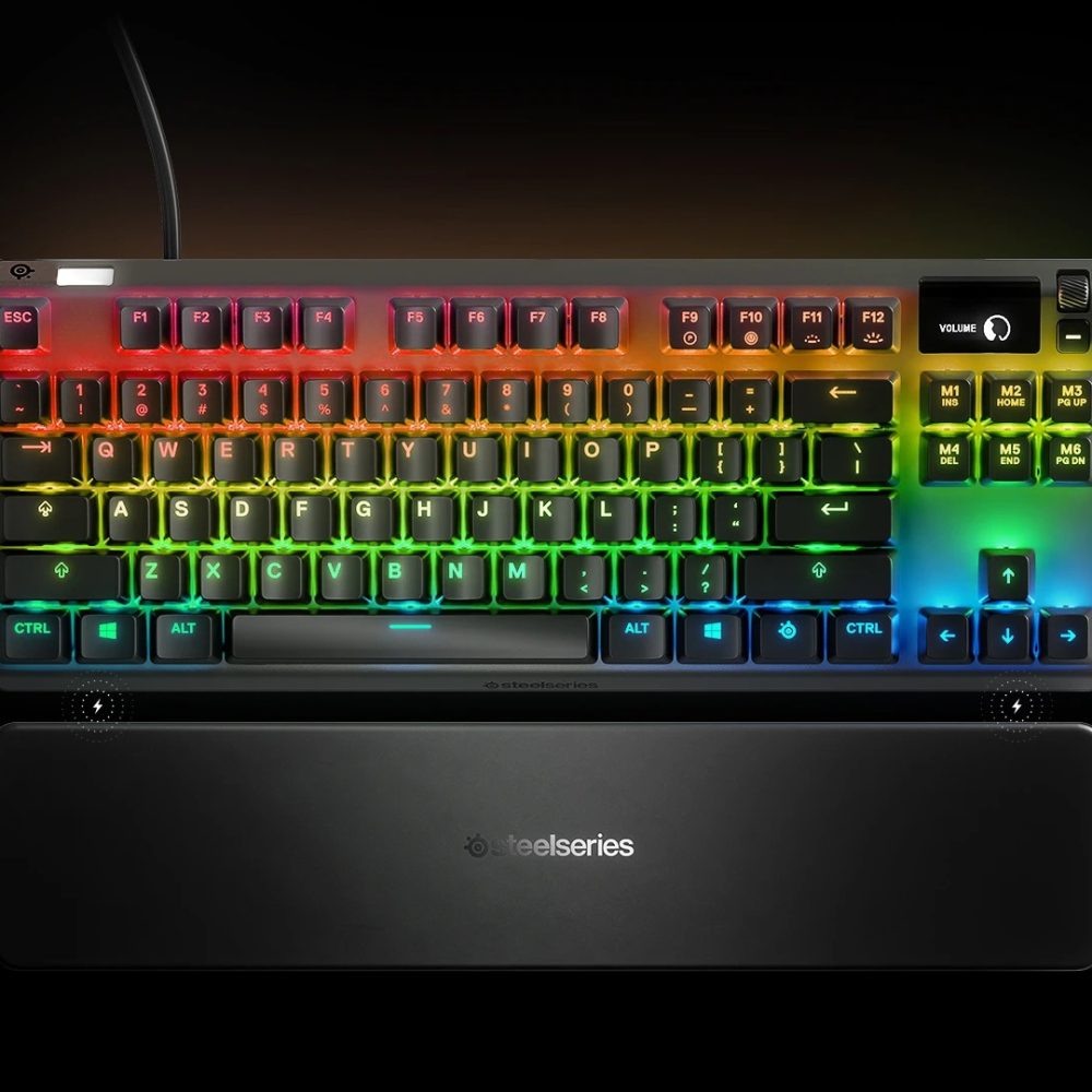 SteelSeries Apex 7 TKL Compact Mechanical Gaming Keyboard – OLED Smart Display – USB Passthrough and Media Controls – Linear and Quiet – RGB Backlit (Red Switch)