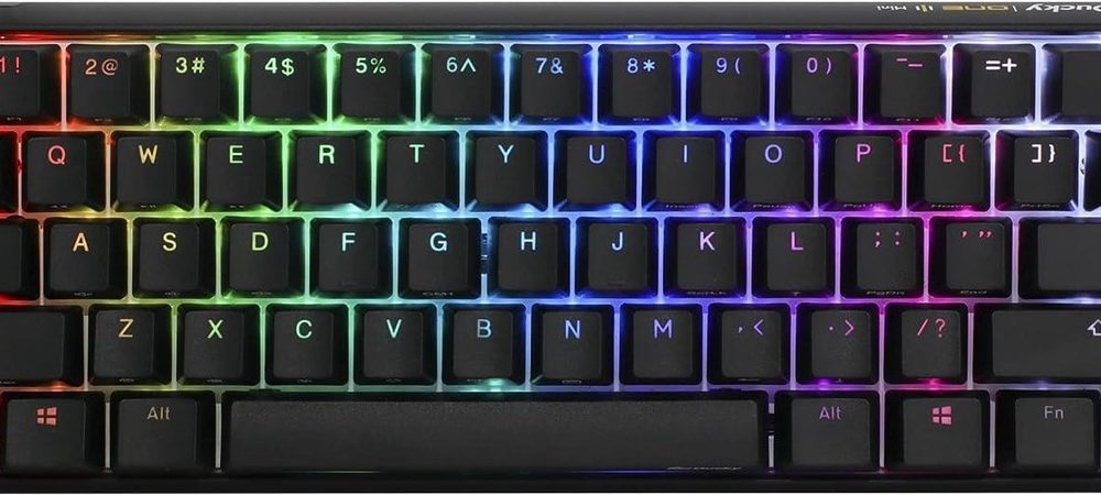Ducky One 3 Mini 60% Mechanical Keyboard: Quack Mechanics Dampening, Hot-Swappable Cherry MX Silent Red Switches, High-Density PBT Tripleshot Keycaps, RGB, US, Black